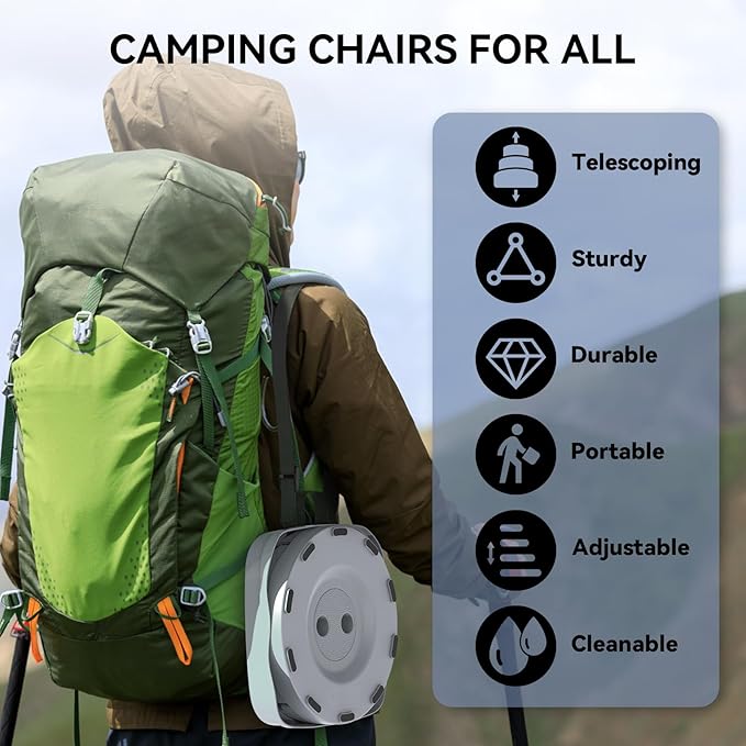 Upgraded Collapsible Stool Portable Folding Stool Telescoping Camping Stool with Max Load Capacity 485lbs Square Retractable Seat for Camping Gardening Fishing Hiking BBQ [Cyan]