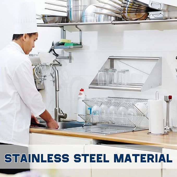 Zonon 22 Inch Stainless Steel Tubular Wall Mount Shelf for Glass Rack and Dish Drying Commercial Grade for Home Bar Restaurant Kitchen Milk Tea Shop Use