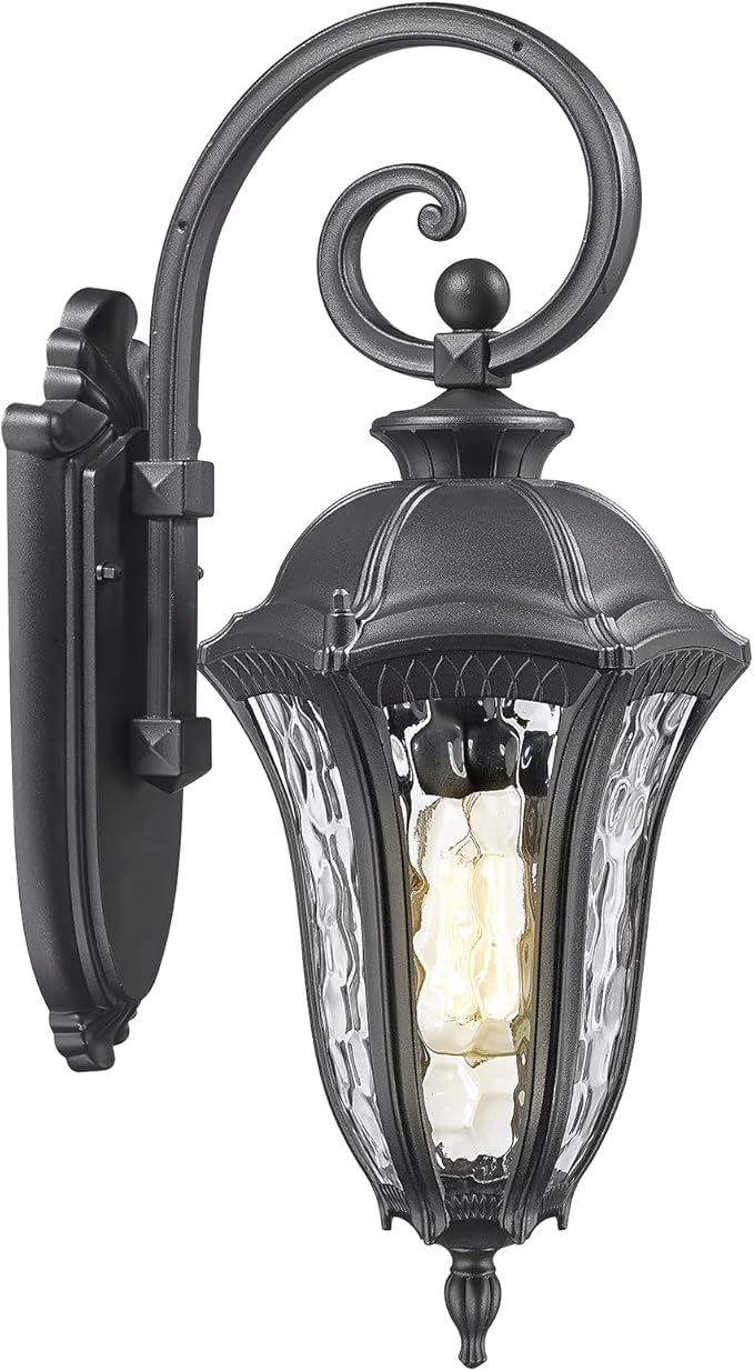 Outdoor Porch Lights Wall Mount Outdoor Sconce Lighting Waterproof Exterior Porch Light Anti-Rust Aluminum Outside Latern with Water Ripple Glass for House Yard Hallway Doorway Patio