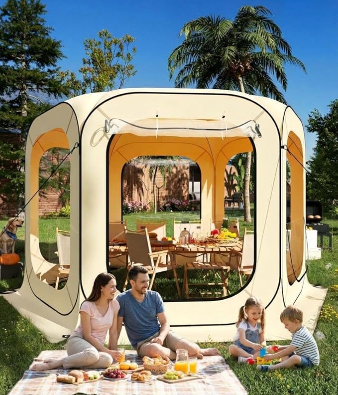 12×12 ft Outdoor Dome Winter Tent Clear Pop Up Garden Patio Shelter Rainproof Sports Screen Enclosed Room for Backyard Parties Events