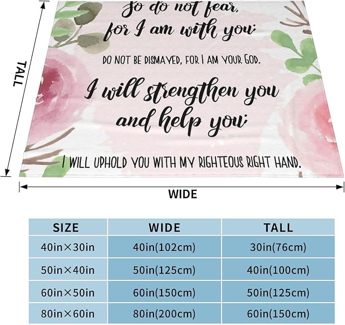 80X60 Isaiah 41：10 Lightweight Flannel Blanket - Soft and Breathable Polyester Suitable for Travel Camping and Home Decoration