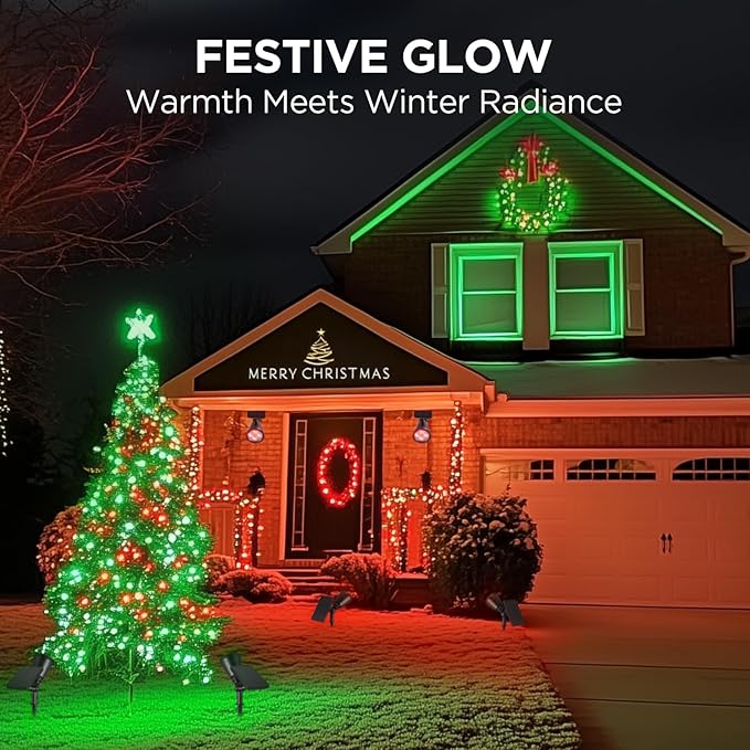 InnoGear Solar Lights Outdoor Waterproof Christmas Halloween Solar Garden Light for Outside Yard Landscape Lighting Pathway Spot Lights Spotlight Wall Light Auto On/Off 2 Pack (Red and Green Light)