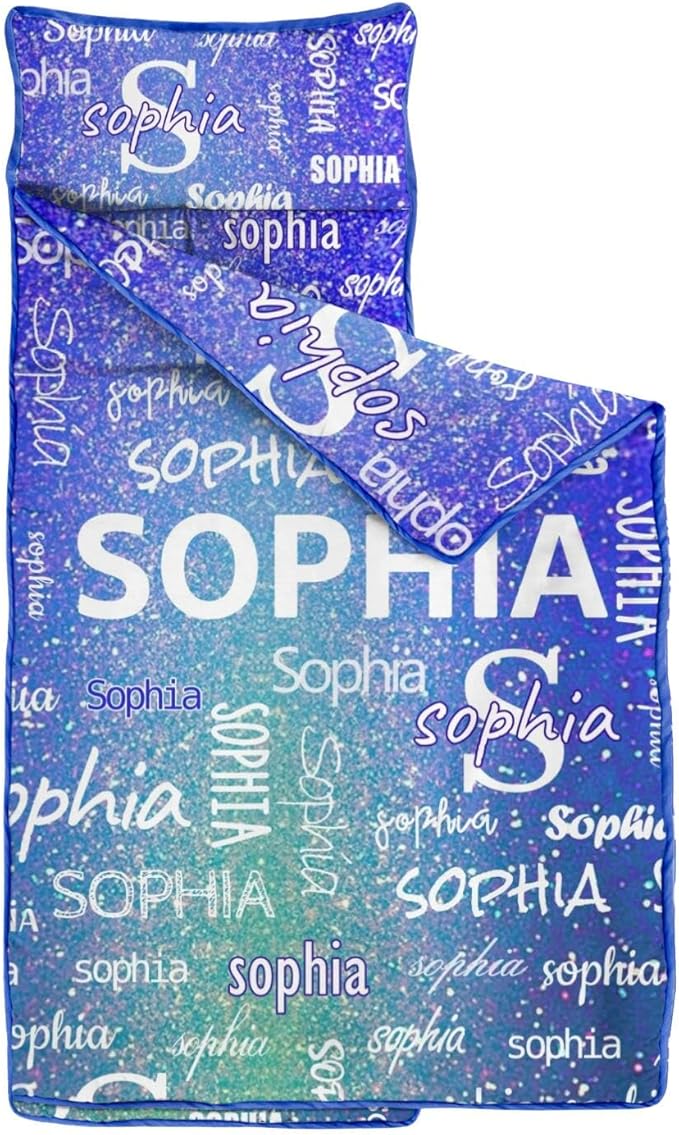 Personalized Name Toddler Nap Mat for Daycare Preschool Kindergarten Customized Kids Sleeping Bag with Pillow and Blanket for Girls Boys Custom Name Monogrammed Nap Mats for Toddlers