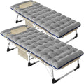 DoCred Folding Camping Cot with Mattress 2 Pack Heavy Duty Folding Cot for Adults Portable Sleeping Cot Bed Adults Outdoor Bed with Carry Bag Travel Camp Cots