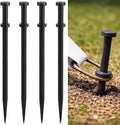 4 Pack Double Head Steel Stakes 3/4 x 30 Inch Heavy Duty Tent Ground Stakes Black Steel Ground Spikes for Speed Bump Parking Curb Outdoor Camping Tent Inflatable Garden Decor