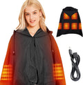DUKUSEEK Waterproof Heated Blanket 5V Electric Outdoor Fleece Blanket with Hood Windproof Stadium Mat for Camping Picnic Sports Football Concerts 57'' x 36''Black NO Battery NO Charger