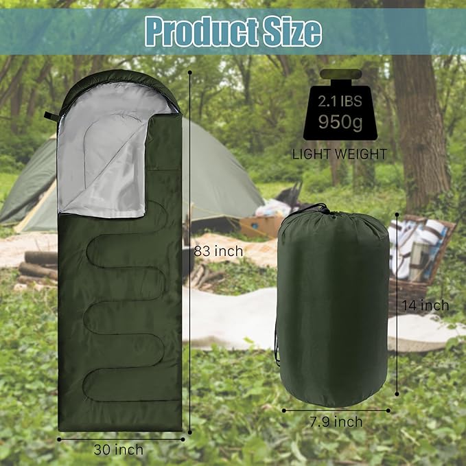 12 Pcs Camping Sleeping Bags Bulk 4 Seasons Warm Cold Weather for Homeless Waterproof Lightweight with Compression Bag Camping Gear Equipment for Adults Backpacking Hiking Travel
