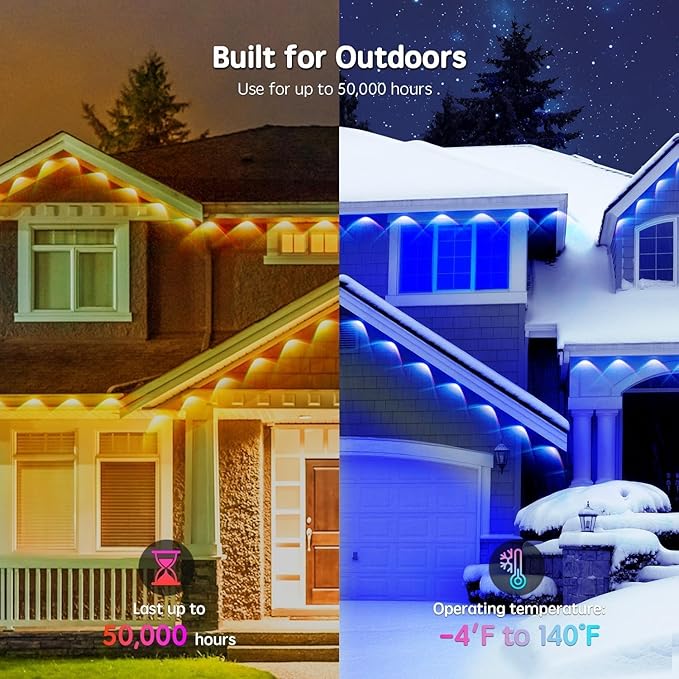 200Ft Permanent Outdoor Lights for House Waterproof IP67 LED Eave Lights with App/Remote Control Outdoor Permanent led Lighting for House Roof DecorChristmasPartyAll Holiday and Daily
