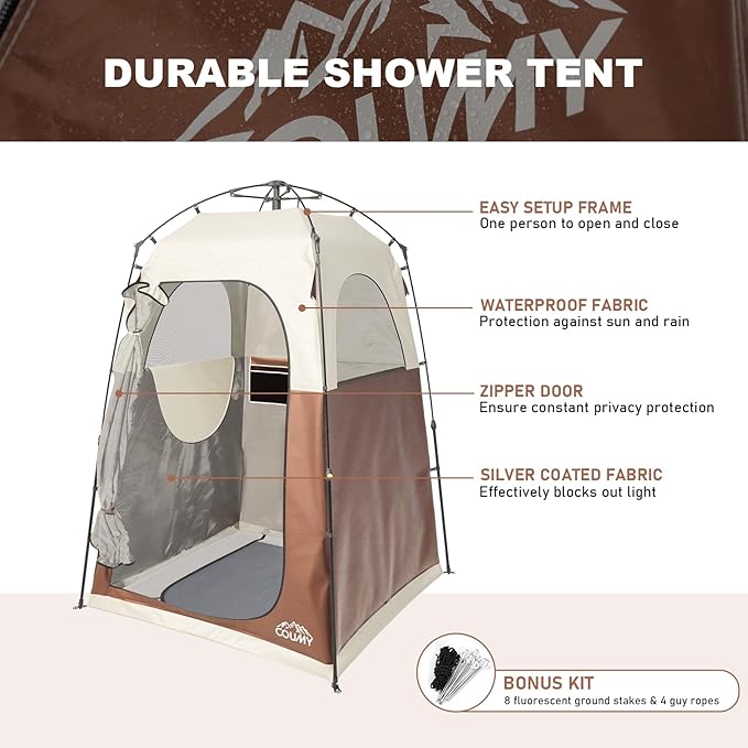 Instant Camping Shower Tent Privacy Shelter Portable Outdoor Sun Shelter for Camping Beach Hiking Fishing 1 Room/2 Rooms