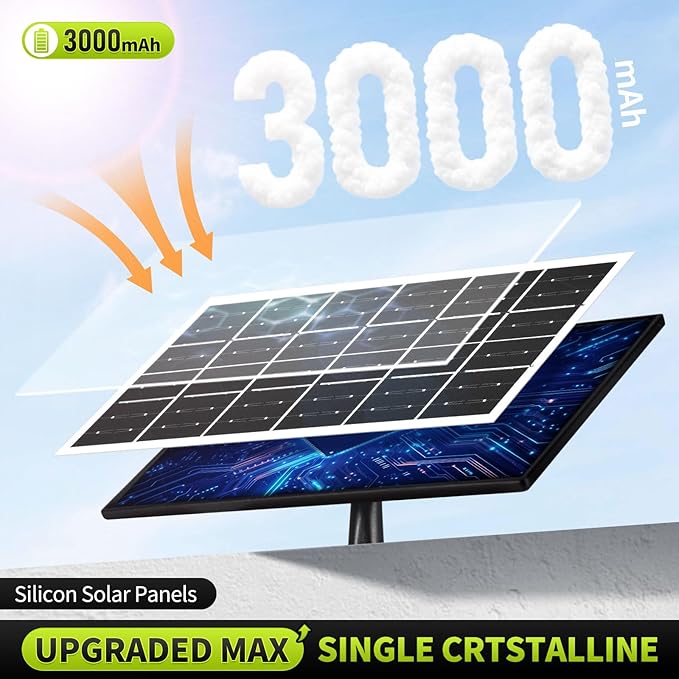 4PC 3000LM Solar Flood Lights Outdoor with Upgrade Solar Panel 4 Head Motion Sensor Lights Flood Light with Extension Cord