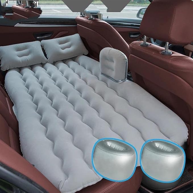 Car Inflatable Bed Multifunctional Camping Inflatable Mattress Double-Sided Flocked PVC Car Bed Cold-Resistant and Pressure-Resistant Car Interior (Pig)