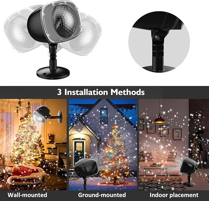 Christmas Snowfall Projector Lights Holiday Projector Lights Waterproof Snow Flurries Landscape Spotlight with Remote for Xmas Party Wedding Home Decor