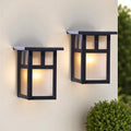 2-Pack Small Outdoor Wall Lights Rustic Black Metal Sconce with Clear Glass Shade 7.6”H Compact Exterior Light for Porch Entryway Garage - Hardwired Damp Rated ETL Certified (Bulb Not Included)