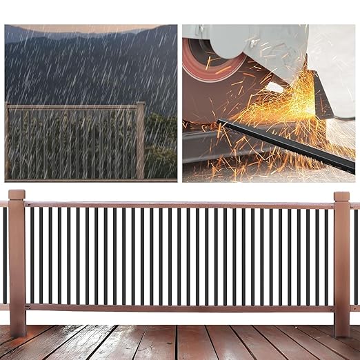 100 Pack Deck Balusters with End Caps&ampScrews 26 inch Rectangle Staircase Baluster Upgraded Metal Railing Spindles Kit for DecksPorch