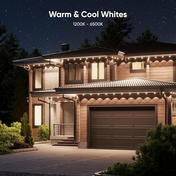 Nanoleaf Matter Permanent Outdoor Lights Smart RGBCW Outdoor String Lights for Daily &amp Accent Lighting IP67 Waterproof Compatible with Alexa Google Home Multiple Scene Modes 49ft (15m)