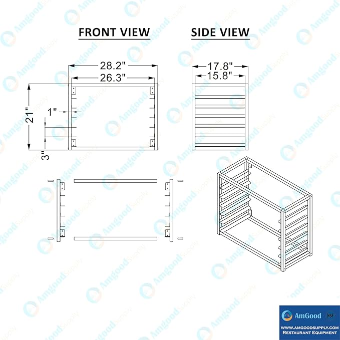 AmGood Wall Mounted Sheet/Bun Pan Rack - 28 x 18 x 21. Fits 6 Full-Size Sheet Pans. NSF