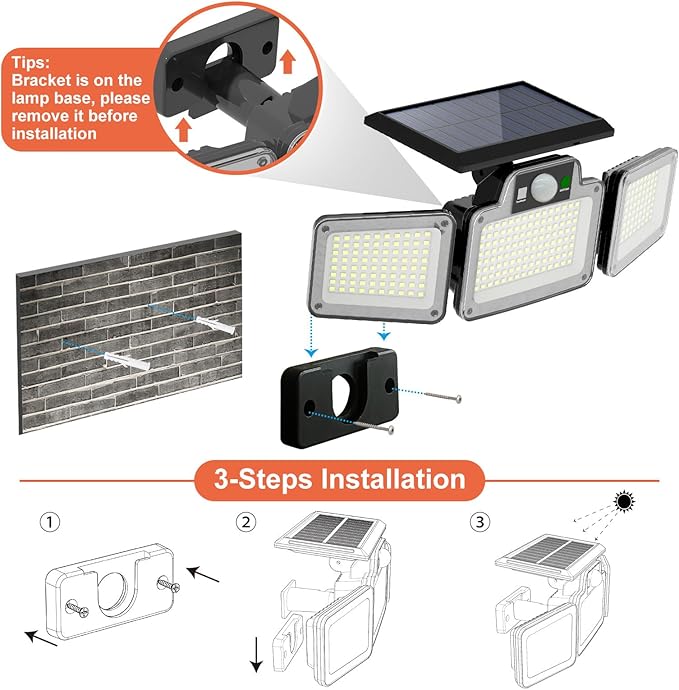 280 LED Solar Flood Security Lights Solar Outside Lights with Remote Control Motion Sensor Lights Outdoor Waterproof for Porch Patio Yard Garage 2 Pack