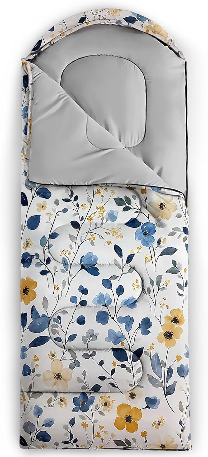 Kids Sleeping Bag for Boys GirlsCartoon Blue Unicorn Print-Lightweight Warm Portable Outdoor Indoor-Waterproof Cold Weather Resistant Sleeping Bag for Camping Hiking