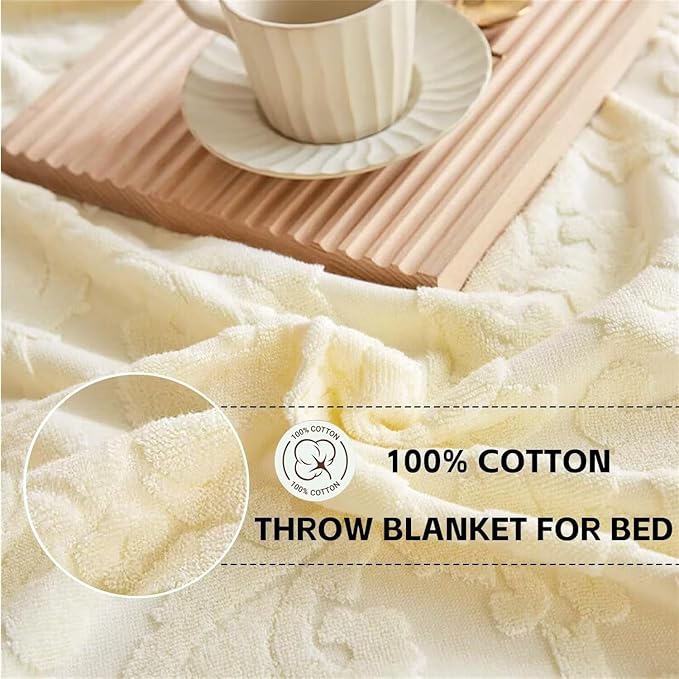 Towel Blanket Duvet Blanket 60x80'' Duvet Cover for Weighted Blanket Warm Cozy Lightweight Cotton Quilt Throws Air Conditioned Blankets for All Seasons Traveling Camping Picnic Beach Cream