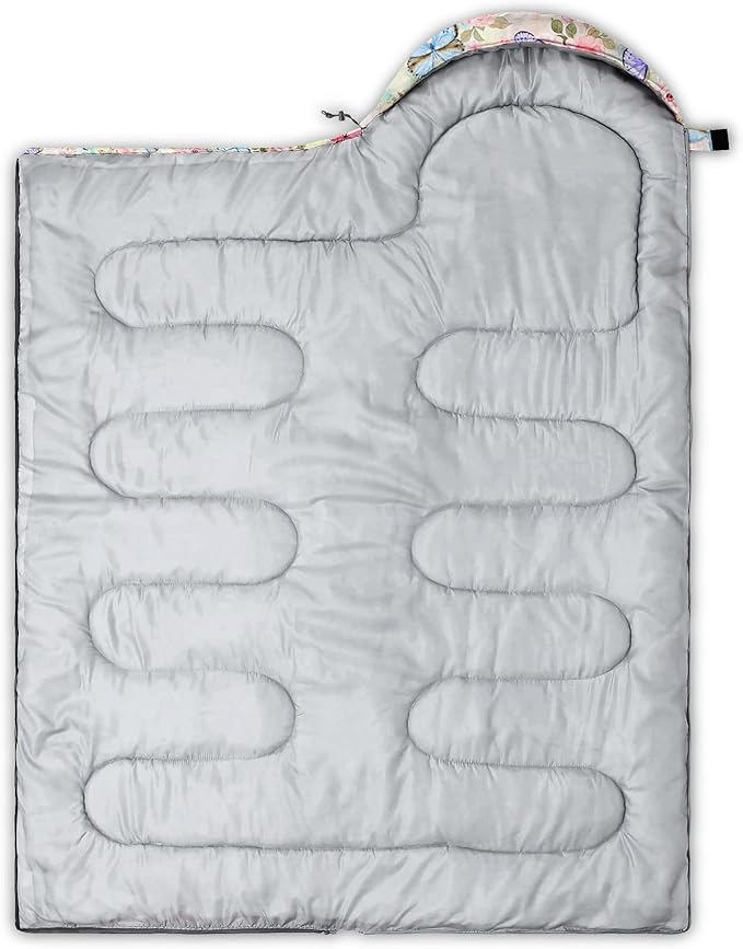 Kids Sleeping Bag for Boys GirlsButterfly Flowers Print-Lightweight Warm Portable Outdoor Indoor-Waterproof Cold Weather Resistant Sleeping Bag for Camping Hiking(Flowers)