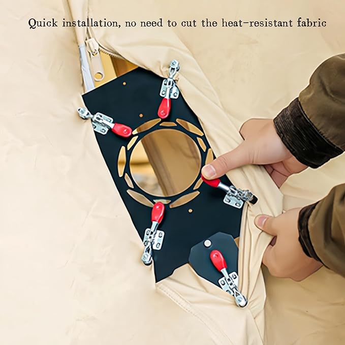 Fay Bless DIY Hot Tent Stove Jack Aluminum Clip-On Stove Jack with 3.4 Chimney Hole for Canvas Tent Bell TentYurt Tent Fireproof Tent Protector for Winter Camping
