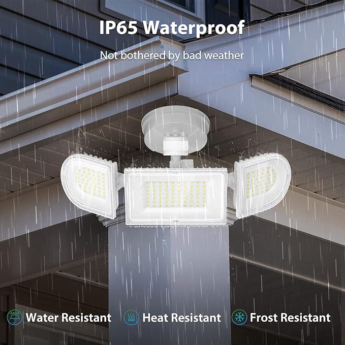 iMaihom 150W Motion Sensor Light Outdoor 15000LM 6500K LED Security Floodlights 3 Adjustable Head Motion Detection Light IP65 Waterproof for Yard Garage White 2pack
