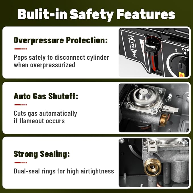 7800 BTU Dual Fuel Camp Stove Butane or Propane Portable Stove for Camping Lightweight Portable Camping Stove Propane Adapter Hose and Carrying Case Included