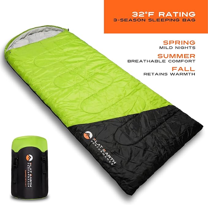 Expedition Camping Sleeping Bags with Compression Sack – 32°F/0°C Lightweight Camping Sleeping Bag for Camping &amp Hiking Water-Resistant Fits Adults &amp Teens Up to 6'0