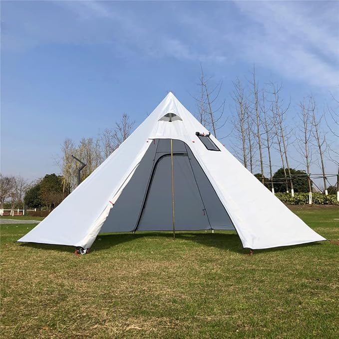 Tipi Hot Tent with Fire Retardant Stove Jack for Flue Pipes 2~3 Person Lightweight Teepee Tents for Family Team Outdoor Backpacking Camping Hiking