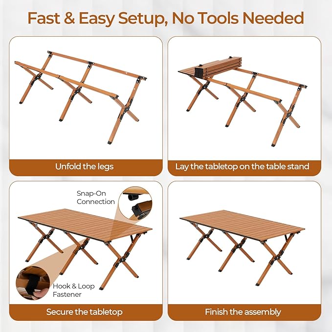 GYMAX Folding Camping Table Aluminum Roll-Up Picnic Table with Carrying Bag Portable Low Beach Table for Outdoor Travel Hiking Party BBQ Backyard