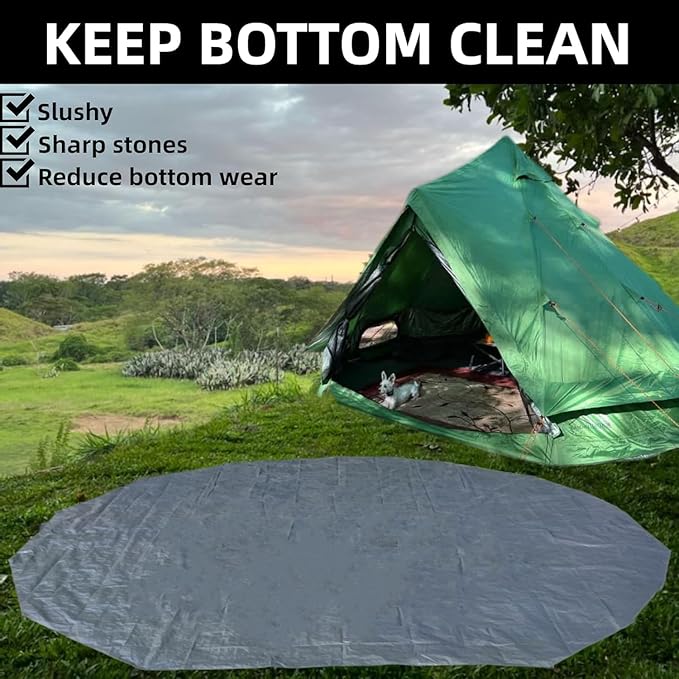 DANCHEL OUTDOOR 13ft Yurt Tent Footprint Waterproof Round Tarp Groundsheet Floor Protector Camping Glamping Accessories Universal