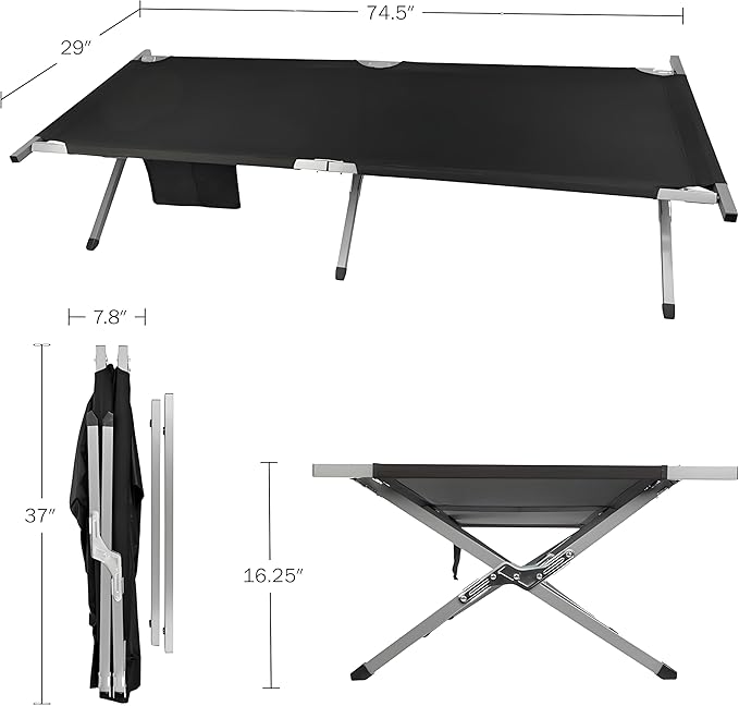 Folding Camping Cot Bed with Carry Bag Folding Cot Portable and Lightweight Sleeping Bed Compact Sleeping Cots Foldable Camp Bed Outdoor Bed Camp Cots for Home Travel Office Beach Camping