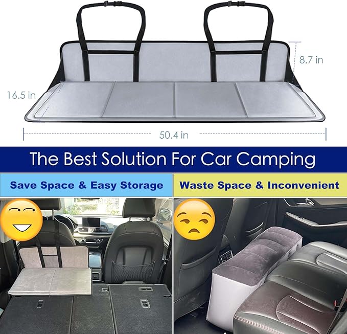 (Gray) Car Camping Essentials Increase Trunk Space for Car Camping &amp Travel Fits Tesla Y/3SUV with Full Flat Cargo Like RAV4CRVX-TrailOutbackHighlanderKugaCherokeeEquinox