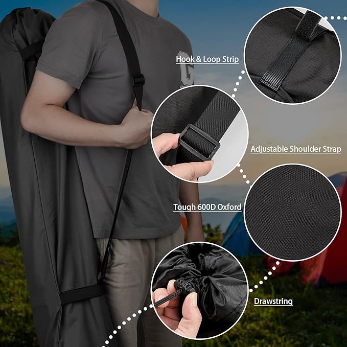 Xxerciz Folding Chair Replacement Bag with Adjustable Shoulder Strap for Coleman Coastrail Kijaro GCI Camping Chair Gray