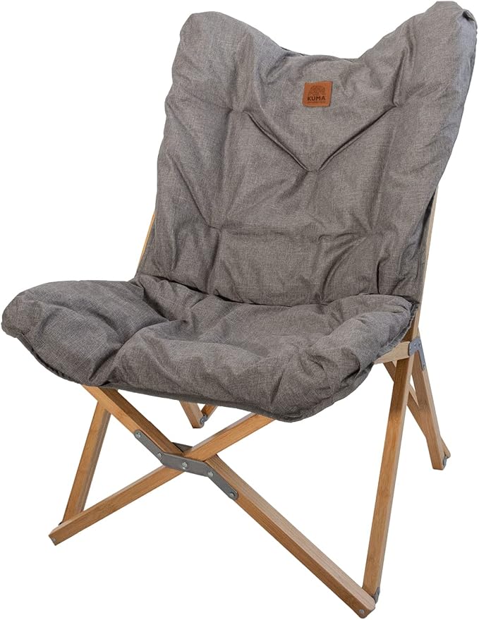 Kuma Outdoor Gear Yoho Bamboo Butterfly Chair with Carry Bag Ultimate Portable Luxury Outdoor Chair for Camping Glamping Sports &amp Outdoor Adventures (Heather Grey)
