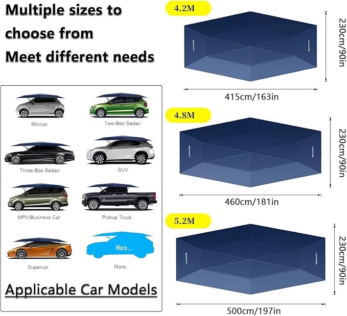 Movable Carport Fully-Automatic Car Tent Cover - Remote Control Portable Sunshade Umbrella for Outdoor Car Protection