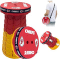 Sporticulture NFL Kansas City Chiefs Telescoping Collapsible Stool Portable Adjustable Height Folding Camping Stool with Carry Strap Retractable Stadium and Tailgate Seat 18Hx10Wx10D