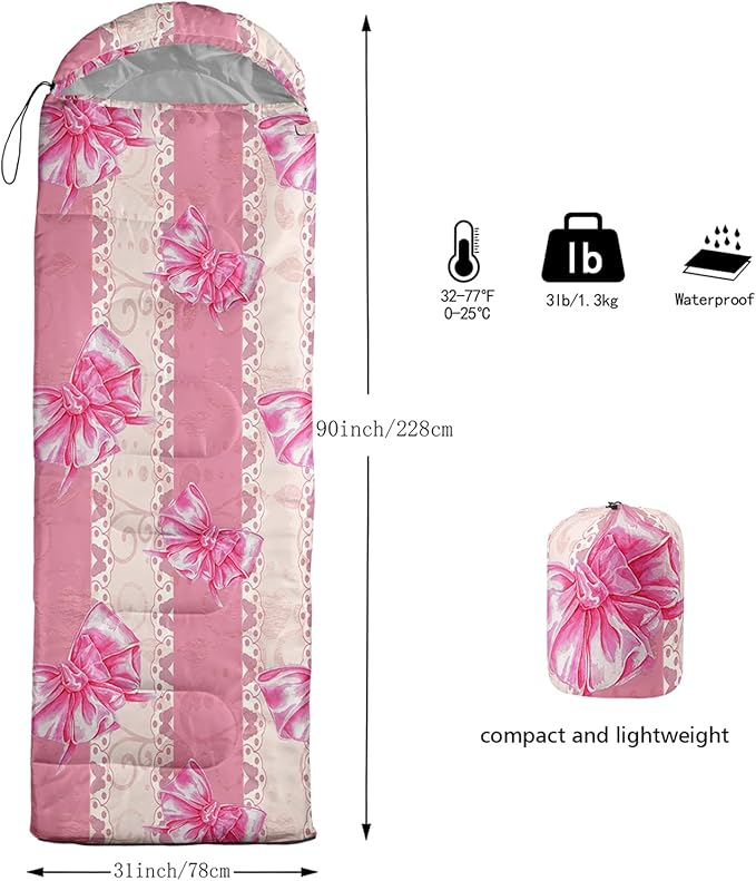 AILONEN Cartoon Camping Sleeping Bag for Boys Girls AdultsLightweight &amp Waterproof3 Season Warm &amp Cold WeatherPortablePrinted Sleeping BagTravelingCampingHiking