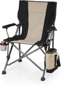 PICNIC TIME Outlander XL Heavy Duty Folding Camping Chair with Insulated Cooler Oversized Portable Lawn Beach &amp Camp Chair with Cup Holder Storage Pocket Carry Bag 400 lb Capacity (Black)