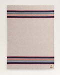 Yellowsstone National Park Wool Blanket Queen Size Natural with Multicolor Stripes Pure Virgin Wool