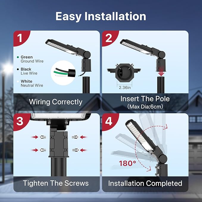 LED Parking Lot Lights Outdoor Pole Mount 150W LED Shoebox Light with Dusk to Dawn Photocell 120V LED Outdoor Lighting Exterior Flood Light Commercial Outside Light IP65 Waterproof for Yard Garage