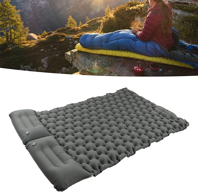 Camping Sleeping Pad Waterproof Nylon Ergonomic Support Foot Press 60S Inflating Mat - Quick Inflation Tear Material Ideal for Outdoor Adventures