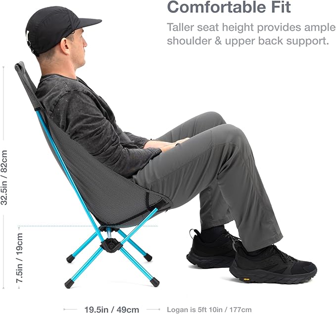 Helinox Chair Zero Highback Chair 1.43lbs Ultralight High Back Camping Chair Backpacking Folding Outdoor Chairs Black