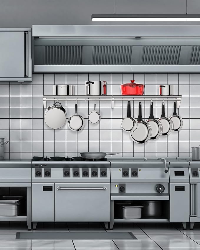Floating Shelves for Wall NSF Commercial Wall Shelf 12 x 60 Shelf Pot Rack with Backsplash &amp 10 Hooks Stainless Steel Floating Shelves for Hanging Pots Pans Cookware