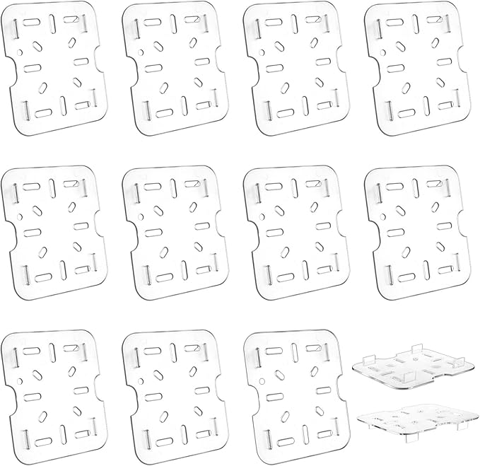 12 PCS Plastic Drain Shelf for 1/6 Size Food Pan Clear Plastic Grate Acrylic Food Drain Trays Plastic Drain Pan Clear Drain Trays for Food Fruit Vegetables Sink Teapot Dish Kitchen Restaurant Hotel