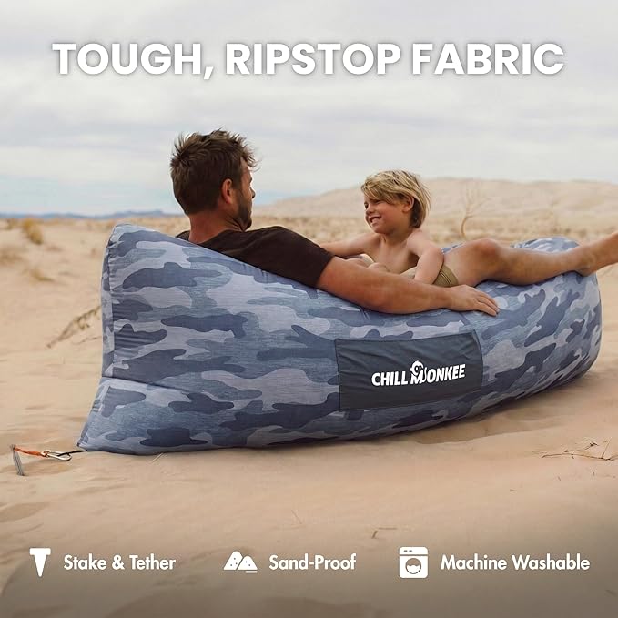 Portable Inflatable Lounger for Beach &amp Camping – Self-Inflating Air Couch Beach Sofa and Outdoor Lounge Chair for Relaxation and Comfort