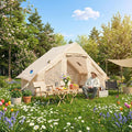 Inflatable Camping Tent with Hand Pump 3-5 Min Setup Glamping Tent for 4 People Waterproof Windproof 4 Seasons Air Cabin Tent with Mesh Windows &amp Chimney Port 118 Oxford Blow Up