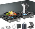 27000 BTUs 2 Burner Camping Stove with Windshield Portable Propane Burner Camp Stove with Adjustable Burners &ampCarring Bag Camping Essentials for Tailgating BBQ
