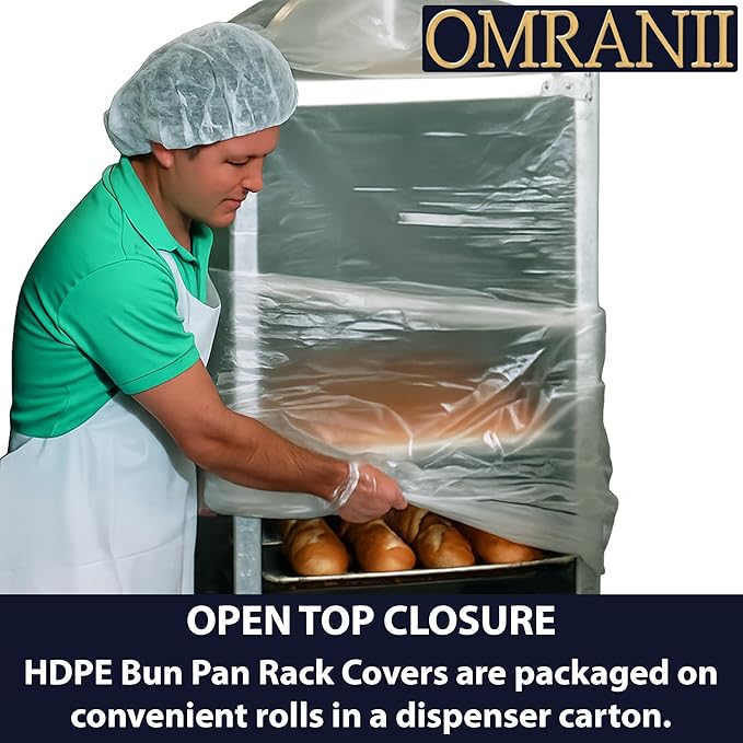 HDPE Bun Pan Rack Cover 0.6Mil 52 X 80 &amp 50 Rolls | Durable Pack &amp Economical High Density Protective Covers for Bakery Racks | Sturdy Easy Storage &amp Improves Baking Quality