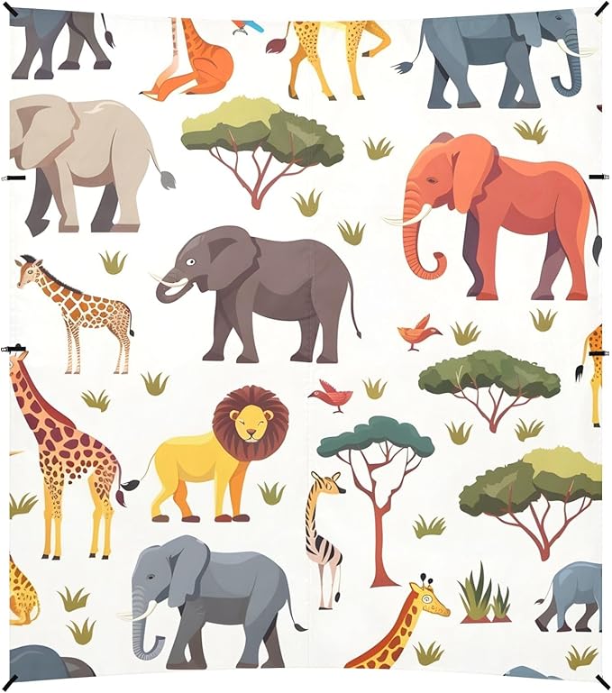 African Animals Seamless Camping Sun Shelter Beach Tent Portable Beach Sun Shade Outdoor Canopy for Camping Trips Fishing Picnic